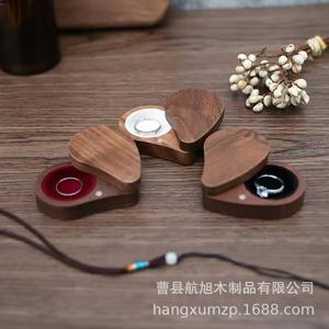 Heart Shape Wooden Jewelry Box For <b>Ring</b> <b>Storage</b> Elegant Solid Wood Desktop Organizer With Red Velvet Lining For Home Use - Product Image 4