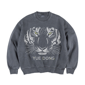Oem produttore <span class=keywords><strong>Vintage</strong></span> pesante francese Terry Logo personalizzato cotone <span class=keywords><strong>oversize</strong></span> acido lavare felpe da uomo girocollo <span class=keywords><strong>felpa</strong></span> - Product Image 3