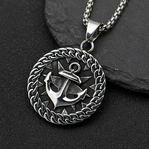 Yunnique – collier avec pendentif ancre en acier inoxydable pour hommes, chaîne au design géométrique, bijoux, accessoire de mode - Product Image 1