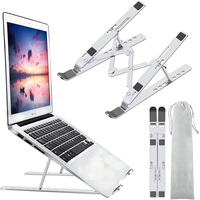 Support portable ergonomique pour ordinateur portable, réglable en hauteur, double fourche, vertical, en aluminium, pliable, pour bureau
