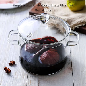 <span class=keywords><strong>Pentole</strong></span> in Vetro Trasparente Borosilicato ad Alta Resistenza con Due Manici e Coperchio per Cucinare sul Fornello, <span class=keywords><strong>Vendita</strong></span> all'Ingrosso Lovfe - Product Image 3