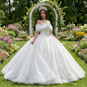 Robe de mariée Jancember Wx102 style princesse coréenne, jupe bouffante, coupe ajustée, ornée de diamants brillants, pour mariées élégantes - Product Image 1