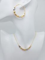 Ensemble de bijoux en or véritable 18 carats, perles brésiliennes italiennes à trois tons, boucles d'oreilles, ensemble de bijoux en or de luxe de Dubaï pour femmes