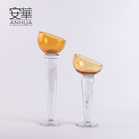 Ensemble de décorations en verre faites à la main Art Déco, ambre et transparent, décorations hautes pour centre de table