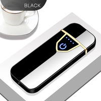 JX-A175 Briquet électronique en métal ultra-fin créatif avec recharge par USB par empreinte digitale, batterie incluse, écologique et portable