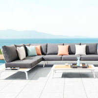 Set Meja Sofa Rotan Outdoor Modern, Nyaman untuk Taman dan Kolam Renang, Warna Dapat Disesuaikan, Furnitur Teras Tahan Lama