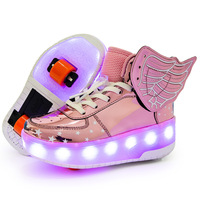 Chaussures de roller d'hiver pour filles avec roues rétractables, design transformable, style sportif et actif, tige en microfibre