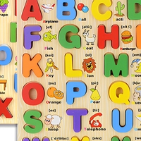 Ahşap Alfabe Sayı Şekil Bulmacası Montessori Öğrenme Tahtası 3D Yapboz Oyuncak Okul Öncesi Çocuklar İçin