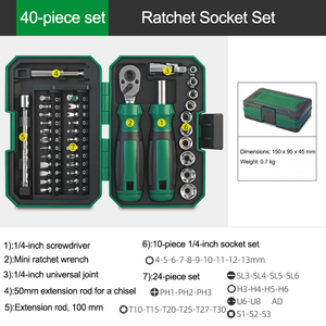 Juego de 40 Llaves de Trinquete Dobles con Juego de Puntas para Destornillador, Estuche Rígido, Caja de Herramientas para Reparaciones Automotrices - Product Image 2