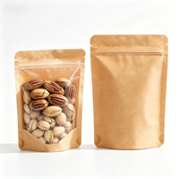 Bolsa de Papel Kraft Personalizada a Prueba de Humedad con Ventana Transparente y Cierre Hermético para Envasado de Frutos Secos y Alimentos