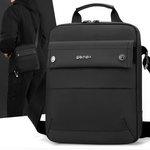 WePower Men's Messenger <b>Bag</b> Large Capacity <b>Waterproof</b> Nylon Business Travel Crossbody <b>Bag</b> Solid Color Black - Product Image 1