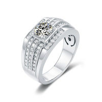 Bague Hip Hop en Moissanite, Argent Sterling 925, Sertissage à Griffes, 2 carats, Alliance de Mariage, Bague en Moissanite pour Homme