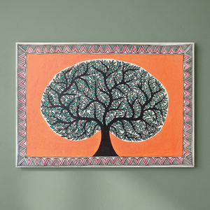 Pintura Madhubani de Bihar Estilo Museo, Arte Folclórico Metálico 3D Hecho a Mano de Jharkand, Decoración para el Hogar 1353 - Product Image 5