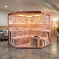 Sauna Uap Basah Garam Himalaya Tradisional untuk 5-6 Orang dengan Panel Kontrol Komputer, Konstruksi Kayu Hemlock Solid untuk Penggunaan Komersial di Vila