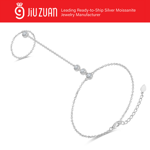 Pulsera de mano delicada y moderna con moissanita minimalista, de <span class=keywords><strong>plata</strong></span> de ley 925, con anillo ajustable, tipo esclava - Product Image 2