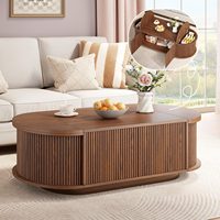 Table basse classique en bois de noyer, plateau ovale incurvé, base à pieds coniques, pièce d'appoint de style mid-century, ensemble de meubles de salon