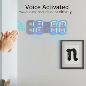 Led kỹ thuật số báo động 3D Đồng hồ treo tường bàn tự động mờ 3D Tường LED báo động đồng hồ kỹ thuật số Trắng số đồng hồ thời gian với điều khiển từ xa - Product Image 3