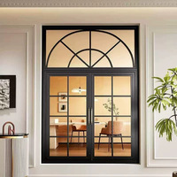 Ventana Abatible Estilo Francés, Ventana de Guillotina con Vidrio Templado Antirrobo, Ventanas Decorativas de Vidrio con Marco de Aleación de Aluminio para Casas
