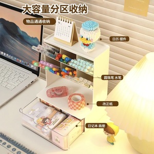 Multifunctional Desk Organizer <b>Plastic</b> <b>Storage</b> Box With <b>Drawer</b> 203x133x68mm For Office Supplies And Stationery - Product Image 2