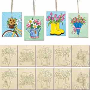 Artesanías de Madera sin Acabado al por Mayor para Pintar, Adornos de Madera Pintables para Niños, Tallados para Decoración Infantil - Product Image 1