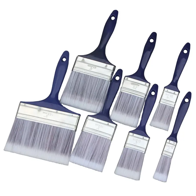 Black and white sharpening wire Paint Brush Aluminium Ferrule Blue plastic Handle