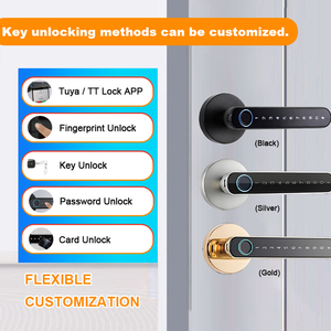 Serrure intelligente personnalisée avec accès par <span class=keywords><strong>mot</strong></span> <span class=keywords><strong>de</strong></span> <span class=keywords><strong>passe</strong></span> et empreinte digitale, en alliage <span class=keywords><strong>de</strong></span> zinc, compatible Wi-Fi, anti-espionnage, stockage dans le cloud pour portes et fenêtres - Product Image 2