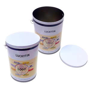 Boîte en métal cylindrique personnalisée en fer blanc, petite boîte vide avec poignée pour aliments - Product Image 1