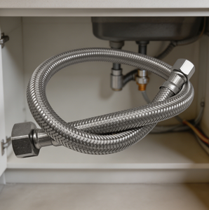 Tuyau tressé en acier inoxydable 304 avec écrou en laiton, insert en laiton, EPDM, diamètre 12,5 mm pour usage plomberie - Product Image 1