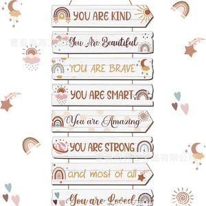 <b>Wooden</b> inspirational wall decoration for a cross-border teenage girl's bedroom, featuring a princess, butterfly, and <b>rainbow</b> - Product Image 1