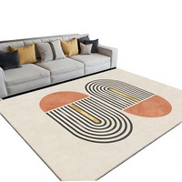 Tapis d'intérieur rayé de haute qualité de style nordique, 100% polyester, fabriqué à la machine, doux, antidérapant, imperméable, réversible, style moderne pour la maison