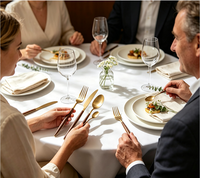 Vente en gros de services de table en acier inoxydable 430 de style portugais, avec poignée effet bois, plaqué or titane, finition miroir, pour la maison et l'hôtellerie