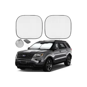 QEEPEI Windshield Sun Shade 2-Piece Foldable Car Front Window Sunshade for Most Sedans SUV Truck -Blocks Max UV Rays