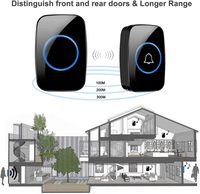 Interphone audio intelligent sans fil pour maison connectée, sonnette extérieure étanche IP44, 2 émetteurs, écran tactile, 38 mélodies, détection de mouvement