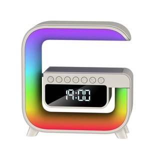 Chargeur sans fil en forme de G, lampe LED avec haut-parleur Bluetooth, réveil, support de chargeur sans fil, <span class=keywords><strong>veilleuse</strong></span> RGB, vente chaude 2024 - Product Image 1