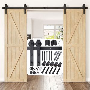 WEKIS M00002 Steel Brass Barn Door Hardware <b>Kits</b> Screw Easy-Install Sliding 120kg Capacity Durable for Outdoor Bedroom Kitchen - Product Image 1