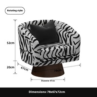 Fauteuil de loisirs individuel en bois massif de style français du milieu du siècle, avec fonctions pivotantes, pour salon et balcon