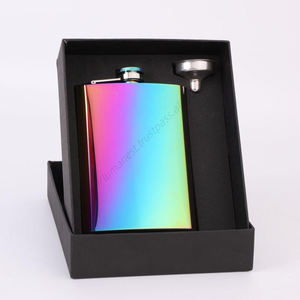 Venta al por mayor LMK185 Botella de whisky de acero inoxidable electrochapada de 8oz, petaca de bolsillo para licor con embudo para alcohol - Product Image 2