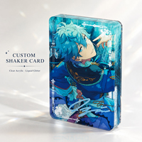 CNAWO Carte Shaker en Acrylique Liquide Scintillant Personnalisée, Bloc de Présentation en Acrylique Transparent pour Œuvre d'Art Personnalisée