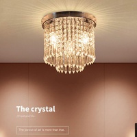 Lustre moderne en cristal K9 rond pour hôtel, luminaire de plafond à montage en surface, effet goutte de pluie, trois couleurs, pour salon