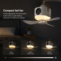 Ventilateur portable suspendu à batterie haute capacité avec moniteur intelligent, mini-ventilateur de plafond sans fil pour situations d'urgence et coupures de courant