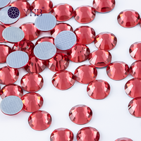 Strass réfractifs indiens ronds en verre rose, à dos plat, à fixer à chaud, 12-16 facettes, pour robes, artisanat, chapeaux, nail art