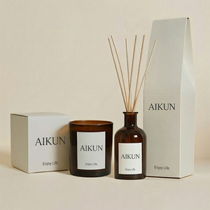 Ensemble diffuseur de parfum et bougie parfumée en cire de soja de luxe, fabrication OEM AIKUN, pour la décoration de la maison, la relaxation, le spa, cadeau - Product Image 3
