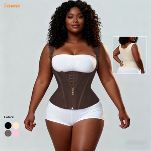 مشد خصر نسائي عالي الضغط بسحاب ذهبي للتحكم بالبطن، مشد للجسم بمقاسات كبيرة - Product Image 1