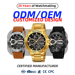 Montre de sport analogique-numérique SKMEI 2502 personnalisée avec logo, couleur personnalisée, boîtier en alliage de zinc, bracelet en cuir, étanche, pour homme - Product Image 1
