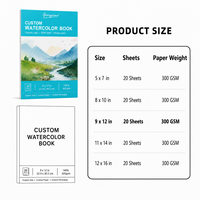 Giorgione Source Factory Bloc de papier aquarelle personnalisé 300g 9*12 pouces 20 feuilles, Prêt à expédier, Vente en gros, Prise en charge de la personnalisation