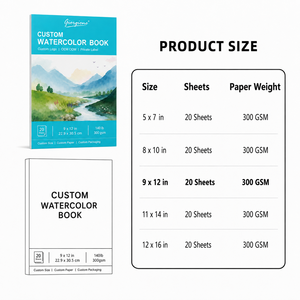 Giorgione Source Factory Bloc <span class=keywords><strong>de</strong></span> papier <span class=keywords><strong>aquarelle</strong></span> personnalisé 300g 9*12 pouces 20 feuilles, Prêt à expédier, Vente en gros, Prise en charge <span class=keywords><strong>de</strong></span> la personnalisation - Product Image 3