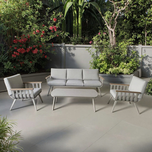 4 pezzi in alluminio comodo divano moderno di conversazione Set mobili da esterno tavolino da caffè per giardino Patio terrazza posti a sedere - Product Image 4