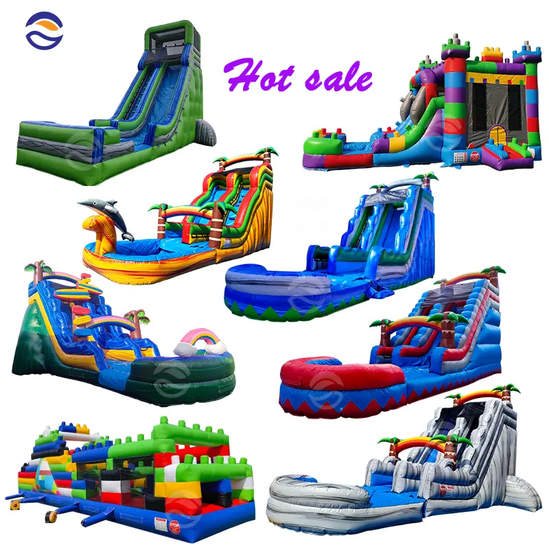 Aluguer de festa comercial Blow Up Waterslide Piscina Gigante Big Adult Kids Backyard Water Slide inflável para venda gigante 22 24 ft