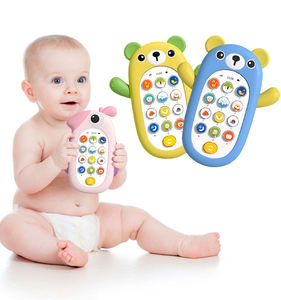 Jouet de téléphone en silicone pour bébé, 6 motifs de dessins animés, 13 touches, 3 modes, mode veille, 15 chansons apaisantes, cadeau éducatif précoce - Product Image 1