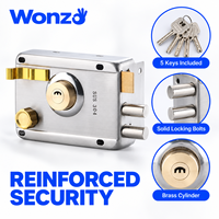 Serrure de porte extérieure à pêne dormant antivol en acier inoxydable 304, cylindre en laiton, plaqué zinc, à clé, Wonzo B2